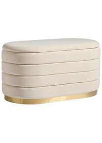 Mid.you Hocker, Beige, Metall, Textil, Holzwerkstoff, oval, 80x42x42 cm, Stauraum, Wohnzimmer, Sessel, Hocker & Hockerb&auml;nke, Sitzhocker
