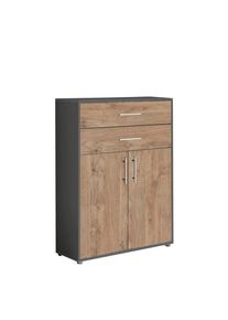 Mid.you , Anthrazit, Eichefarben , Holzwerkstoff , 1 F&auml;cher , 2 Schublade(n) Schubladen , 84.4x113.6x33 cm , erweiterbar ,