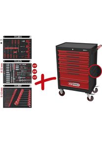 Werkstattwagen ECOline, mit 215 Premium-Werkzeugen, 7 Schubladen KS Tools