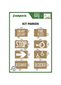 Ampere Sjablonenset, industrieterrein, tekst en symbolen, 8 diverse sjablonen, karton