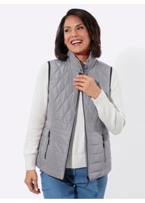 Damen Steppweste in kontrastreicher Verarbeitung in steingrau ,Gr&ouml;&szlig;e 54, WITT, 100% Polyester. Wattierung: 100% Polyester