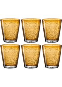 Gl&auml;ser-Set Leonardo "BURANO", gelb (amber), H:10cm &Oslash;:9cm, Glas, Trinkgef&auml;&szlig;e, Gl&auml;ser-Set, 330 ml, 6-teilig