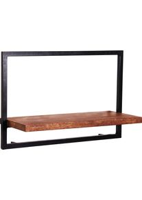 Wandregal Sit "Ponza aus Mangoholz mit Altmetall im Industrial Look", schwarz (natur, schwarz), B:65cm H:35cm T:25cm, Massivholz, Metall, Regale, Wandregal, Freischwebende Wandmontage mit nat&uuml;rlichem Mangoholz