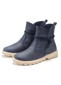 Stiefelette Vivance "Boots, Stiefel", Damen, Gr. 44, blau (denimblau), Obermaterial: 100% Lederimitat. Decksohle: 100% Textilmaterial. Futter: 100% Textilmaterial. Laufsohle: 100% Synthetik, Strukturmuster, unifarben, Basic, Schuhe Stiefelette, mit raffinierten Bindeb&auml;ndern VEGAN