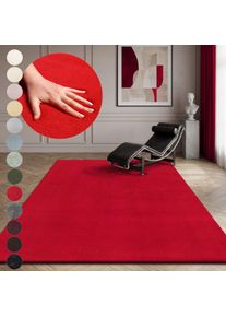 Teppich OTTO HOME "Arabell, Kunstfellteppich, Felloptik, waschbar", rot, B:140cm H:16mm L:200cm, Polyester, Teppiche, Teppich, flauschig, kuschelig, Anti-Rutsch-Unterseite, Wohnzimmer, Schlafzimmer