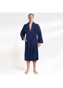 Herrenbademantel HAMMETEX "hergestellt aus 100% Baumwolle &ndash; 380 g/m&sup2; Frottee, mit Taschen" Gr. XXL, blau (dunkelblau), XXL, Baumwolle, Hausm&auml;ntel, Herrenbademantel, saugf&auml;hig & Weich