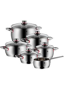 Topf-Set WMF "Quality One", rot (edelstahl, rot), B:32cm H:30cm L:56,5cm, T&ouml;pfe, Topf-Set, Cool+ Technologie f&uuml;r w&auml;rmereduzierte Griffe, breiter Sch&uuml;ttrand