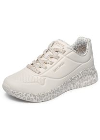 Sneaker Skechers "UNO LITE-SUBTLE PRINTS", Damen, Gr. 35, beige (sanftes wei&szlig;), Lederimitat, kontrastfarbene Details, Schuhe Sneaker, Halbschuh, Schn&uuml;rschuh, Freizeitschuh mit gemusterter Sohle