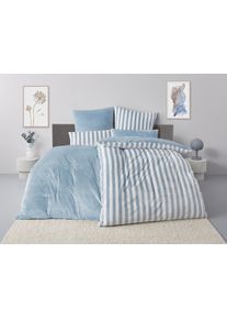 Wendebettw&auml;sche OTTO HOME "Greta in verschiedenen Qualit&auml;ten", blau, B/L: 135cm x 200cm, 1 Stk., 1 Stk., Fleece, B/L: 40cm x 80cm, 2, Fleece, Obermaterial: 100% Polyester, Bettw&auml;sche, Wendebettw&auml;sche, Bettw&auml;sche mit Streifen, ab 135x200 cm, NEU: auch in Fleece Qualit&auml;t