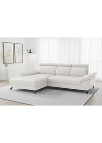 Sit & More Ecksofa SIT & MORE "Vanity L-Form, Leder, B: 264 cm, mit Sitz-, Kopf u. Armteilverstellung", wei&szlig; (reinwei&szlig;), B:264cm H:84cm T:181cm, Sofas, Ecksofa, Couch optional mit Schlaffunktion & Bettkasten, in Leder