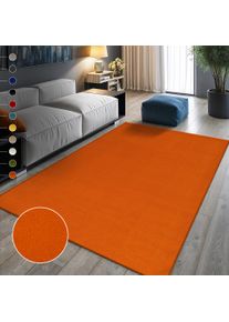 Teppich Sanat "UNI , auch als L&auml;ufer und Rund", orange, B:60cm H:13mm L:110cm, Kunstfaser, Teppiche, Teppich, robuster Kurzflorteppich, gro&szlig;e Farbauswahl, Wohnzimmer, alle R&auml;ume