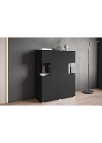 Highboard OTTO HOME "Kenia", schwarz (graphite schwarz matt), B:100cm H:120cm T:39,5cm, Sideboards, Highboard, Modernes Highboard mit Glast&uuml;ren, Breite 100 cm