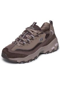 Keilsneaker Skechers "D'LITES-", Damen, Gr. 42, braun (dunkelbraun), Leder, Lederimitat, Textil, Schuhe Keilsneaker, Chunky Sneaker, Freizeitsneaker, Halbschuh mit Schn&uuml;rung