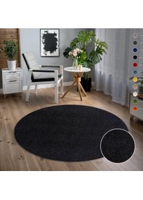 Teppich Sanat "UNI , auch als L&auml;ufer und Rund", schwarz, H:13mm &Oslash;:120cm, Kunstfaser, Teppiche, Teppich, robuster Kurzflorteppich, gro&szlig;e Farbauswahl, Wohnzimmer, alle R&auml;ume