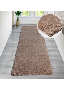 Hochflor-Teppich Bruno Banani "Shaggy Soft" Gr. 12, beige, B:80cm H:30mm L:250cm, Kunstfaser, Teppiche, Hochflor-Teppich, gewebt, Uni Farben, besonders weich und kuschelig, Kundenliebling, Topseller