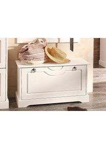 Schuhtruhe OTTO HOME "Klera, Schuhbank, mit dekorativen Fr&auml;sungen, Lanhausstil", wei&szlig;, B:81cm H:45cm T:37cm, FSC-zertifiziertes Massivholz, Truhen, Schuhtruhe, Breite 81 cm, aus massiver Kiefer, FSC-zertifiziert
