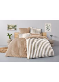 Wendebettw&auml;sche OTTO HOME "Greta in verschiedenen Qualit&auml;ten", beige, B/L: 135cm x 200cm, 1 Stk., 1 Stk., Fleece, B/L: 40cm x 80cm, 2, Fleece, Obermaterial: 100% Polyester, Bettw&auml;sche, Wendebettw&auml;sche, Bettw&auml;sche mit Streifen, ab 135x200 cm, NEU: auch in Fleece Qualit&auml;t