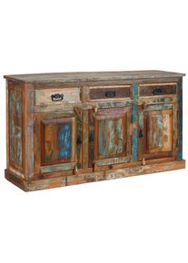 Sideboard Sit "Jodhpur aus Altholz mit 3 T&uuml;ren & 3 Schubladen - Vintage", bunt, B:140cm H:80cm T:40cm, Recyceltes Altholz, Sideboards, Sideboard, Jedes Sideboard ein Unikat durch buntes Altholz mit Patina