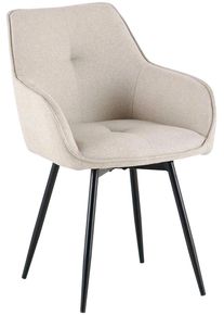 Esszimmerstuhl OTTO HOME "Azura", beige (beige, schwarz, beige), B:56,5cm H:84cm T:61cm, Metall, Polyester, Polyurethan, St&uuml;hle, Esszimmerstuhl, Moderner Armlehnstuhl mit 360 Grad drehbarer Sitzschale in Webstoff