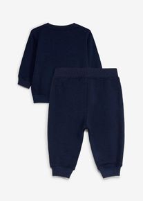 Sweatshirt och byxa med ekologisk bomull (2 delar) - bl&aring; - storlek 68/74 - bonprix