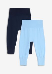 Stickad byxa som kan f&ouml;rl&auml;ngas av bomullsmix (2-pack) - bl&aring; - storlek 92/98 - bonprix