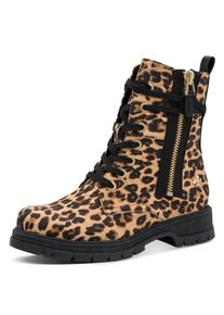 Schn&uuml;rboots MARCO TOZZI by GMK, Damen, Gr. 36, braun (leoprint), Textil, Schuhe Schn&uuml;rboots, Blockabsatz, Schn&uuml;rstiefelette im Animal Look