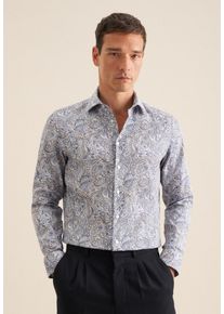 Businesshemd Seidensticker "Slim", Herren, Gr. L (42), normale &Auml;rmell&auml;ngen, blau, 100% Baumwolle, gebl&uuml;mt, slim fit, 2-Knopf-Manschette, Hemden Businesshemd, Slim 1/1 Kentkragen Floral