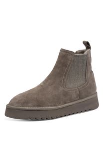 Winterboots Tamaris, Damen, Gr. 40, braun (taupe), Veloursleder, unifarben mit Farbeinsatz, Basic, Schuhe Winterboots, Schlupfboots f&uuml;r Damen, Winterstiefelette mit Stretcheinsatz