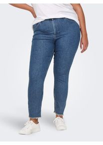Skinny-fit-Jeans Only CARMAKOMA "CARHUSH MID SKINNY AK RW DNM AKM186", Damen, Gr. 42, L&auml;nge 32, blau (medium blau denim), Denim/Jeans, Obermaterial: 78% Baumwolle, 21% Polyester, 1% Elasthan, unifarben, skinny fit, Jeans Skinny-fit-Jeans