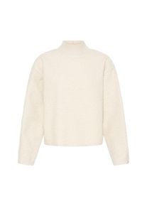 Strickpullover Ichi "Damen Strickpullover langarm IHCURLEY", Damen, Gr. L, blau (birch), Obermaterial: 100% Polyester PES., Pullover Strickpullover