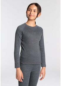 Thermounterhemd HEATKEEPER, Kinder, Gr. 128/134, N-Gr, grau (anthrazit, meliert), Obermaterial: 50% Baumwolle, 50% Polyester, unifarben, Rundhals, Unterhemden Thermounterhemd, Thermoshirt f&uuml;r Jungen und M&auml;dchen