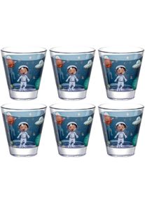 Gl&auml;ser-Set Leonardo "Weltall BAMBINI AVVENTURA", bunt (mehrfarbig), H:9cm &Oslash;:9cm, Glas, Trinkgef&auml;&szlig;e, Gl&auml;ser-Set, 215 ml, 6-teilig