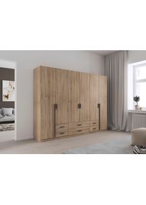 Dreht&uuml;renschrank Rauch "Kleiderschrank Garderobe GAMMA Breiten 271 cm", braun (eiche sonoma, griffstangen graumetallic), Schr&auml;nke, Kinder, B/H/T: 271cm x 210cm x 54cm, Basic, Holzwerkstoff, Dreht&uuml;renschrank, mit Schubladen, verschiedene Griff-Varianten TOPSELLER MADE IN GERMANY, B:271cm H:210cm T:54cm