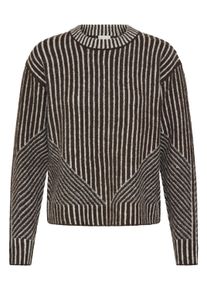 Strickpullover Ichi "Damen Langarm IHKAMARA", Damen, Gr. S, braun (chocolate torte c.dunkel stripe), Obermaterial: 52% Polyacryl PAN. 30% Polyester PES. 15% Alpaka WP. 3% Elasthan EL., Pullover Strickpullover
