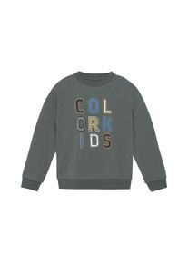 Sweater Color Kids "Sweater COSweat W. JR. Logo Print", M&auml;dchen, Gr. 98, gr&uuml;n (balsam gr&uuml;n), Obermaterial: 95% Baumwolle CO. 5% Elasthan EL., Sweatshirts Sweater