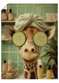 Wandbild Artland "Giraffe beim Spa", braun (farbe bild(er): braun), B:45cm H:60cm, Papier, Bilder, Wandbild, als Alubild, Leinwandbild, Poster, Wandaufkleber in verschied. Gr&ouml;&szlig;en