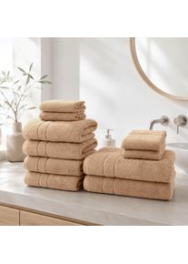 Handtuch Set OTTO HOME "Inga, 3 Qualit&auml;ten, Duscht&uuml;cher, Handt&uuml;cher, G&auml;stet&uuml;cher, Seift&uuml;cher", wei&szlig; (beige), 10, Premium (550g/m&sup2;), Walkfrottier, Walkfrottier, Obermaterial: 100% Baumwolle, Handtuch-Sets, Handtuch Set, Handt&uuml;cher mit feiner Bord&uuml;re, 100% Baumwolle