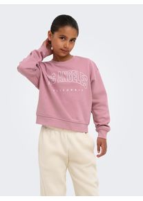 Sweatshirt KIDS Only "KOGSWEAT LS CREW OVZ STAT SWT NOOS", M&auml;dchen, Gr. 134/140, rosa (foxglove print:los angeles, california), Sweatware, Obermaterial: 60% Baumwolle, 40% Polyester, bedruckt, loose fit normal, Rundhals, Rippb&uuml;ndchen, Sweatshirts Sweatshirt, Baumwollmischung, loose fit