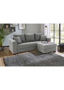 Jockenh&ouml;fer Ecksofa JOCKENH&Ouml;FER GRUPPE "Ecksofa Elmau, Gr&ouml;&szlig;e Ottomane: L, B:235cm", grau, B:235cm T:90cm, Korpus: 100% Polyester;Kissen: 100% Polyester, Sofas, Ecksofa, mit Schlaffunktion, Bettkasten & 2 Zierkissen