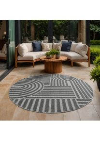 Teppich Sanat "Berlin 1, auch als L&auml;ufer und in Rund", grau, H:6mm &Oslash;:150cm, Kunstfaser, Teppiche, Teppich, In -und Outdoor geeignet, Au&szlig;enbereich, Terrasse, Balkon, auch L&auml;ufer