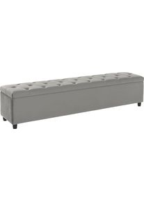 Bettbank Home Affaire "Relaxy", grau, B:180cm H:41,5cm T:40cm, Holzwerkstoff, Massivholz, Polyester, Sitzb&auml;nke, Bettbank, gesteppt, mit Staufach