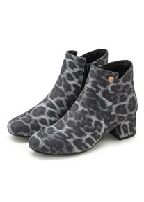 Stiefelette Lascana "Herbststiefelette, Ankle Boots, Stiefel", Damen, Gr. 43, grau (grau, leo), Obermaterial: 100% Textilmaterial. Decksohle: 100% Textilmaterial. Futter: 100% Textilmaterial. Laufsohle: 100% Synthetik, gemustert, Basic,festlich, Schuhe Stiefelette, mit bequemen Blockabsatz VEGAN