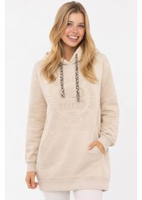 Sweatkleid Zwillingsherz "Wild Vibes", Damen, Gr. XXL, N-Gr, beige, Sweatware, Obermaterial: 50% Baumwolle, 50% Polyester, l&auml;ssig geschnitten kniefrei, hoch geschlossener Ausschnitt, angesetztes B&uuml;ndchen, Kleider Sweatkleid, praktische Fronttaschen, Leo-Kordel, tonale Stickerei