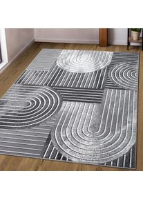 Teppich OTTO HOME "Lysandra" Gr. 7, grau (dunkelgrau), B:240cm H:8mm L:320cm, Kunstfaser, Teppiche, Teppich, 3D-Effekt, softer Kurzflor, pflegeleicht, leichter Glanz, Scandi-Look