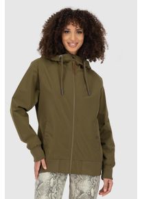 alife and kickin Outdoorjacke ALIFE & KICKIN "RenitaAKA", Damen, Gr. L, schwarz olive, Web, Obermaterial: 100% Polyester, unifarben, bequem normal, ohne Ausschnitt, Jacken Outdoorjacke, mit Kapuze in bequemen Fit