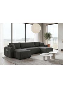 Wohnlandschaft OTTO HOME "JONAA Cord, U-Form, 311 cm. -OTTO. Verl&auml;ssliche Qualit&auml;t", anthrazit, B:311cm H:79cm T:52cm, Sofas, Wohnlandschaft, Tonnentaschen-Federkern, Bettkasten, Schlafsofa (133/270)