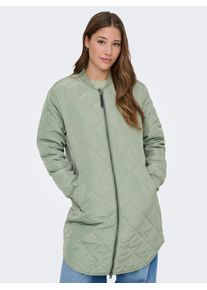 Steppmantel Only "ONLJESSICA QUILTED COAT ZIP CC OTW", Damen, Gr. S, gr&uuml;n (lilypad), Web, Obermaterial: 100% Polyester, unifarben, ca. Mitte Oberschenkel, Rundhals, Rippb&uuml;ndchen, M&auml;ntel Steppmantel, Kunstfaser, Baseball Style