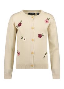 Cardigan Blue Seven, M&auml;dchen, Gr. 122, beige (kiesel), Strick, Obermaterial: 100% Baumwolle, bestickt, unifarben, Basic normal, Rundhals, Strickjacken Cardigan, Baumwolle