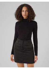 V&eacute;ro Moda Langarmshirt VERO MODA "VMALBERTE LS ROLLNECK TOP JRS NOOS", Damen, Gr. XL, schwarz, Jersey, Obermaterial: 95% Viskose, 5% Elasthan, unifarben, normal, Rundhals, Shirts Langarmshirt, Viskosemischung