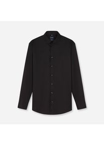 Langarmhemd OLYMP "Luxor Covershirt", Herren, Gr. 44, N-Gr, schwarz, Web, Obermaterial: 100% Baumwolle, modern fit normal, 2-Knopf-Manschette, Hemden Langarmhemd, h&ouml;chste Blickdichte, b&uuml;gelfrei, Businesshemd, Modern fit